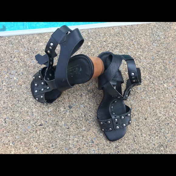 L’imtervalle open toe black leather heels - Picture 2 of 2